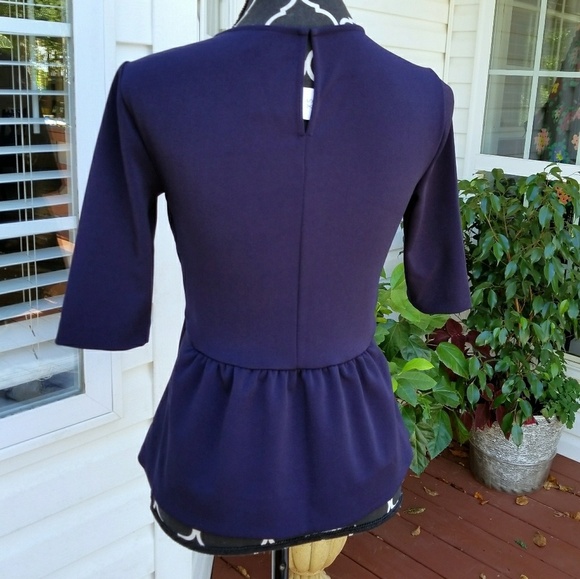 ANN TAYLOR BLUE PEPLUM Top Sz Xs - Picture 3 of 7